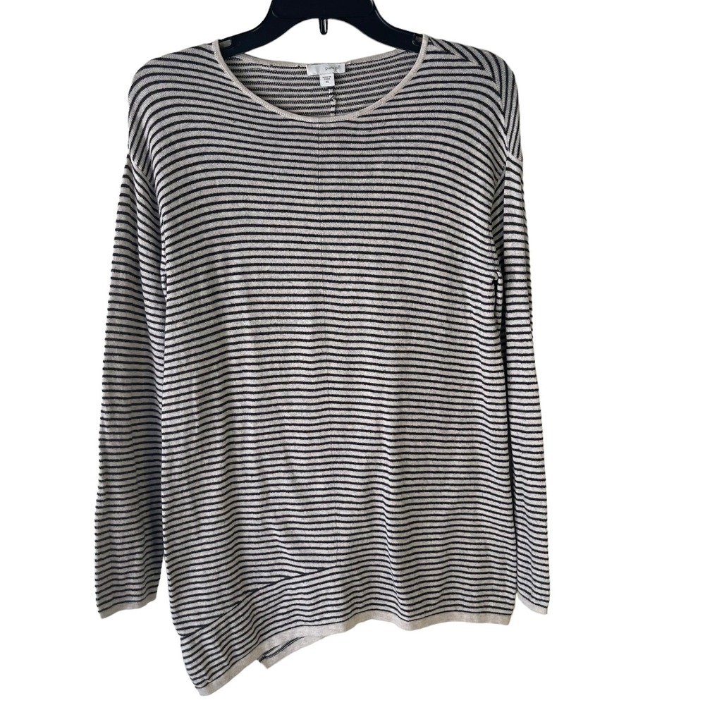 Pure Jill J. Jill Cotton Cashmere Striped Asymmetrical Hem Sweater XS RN97641